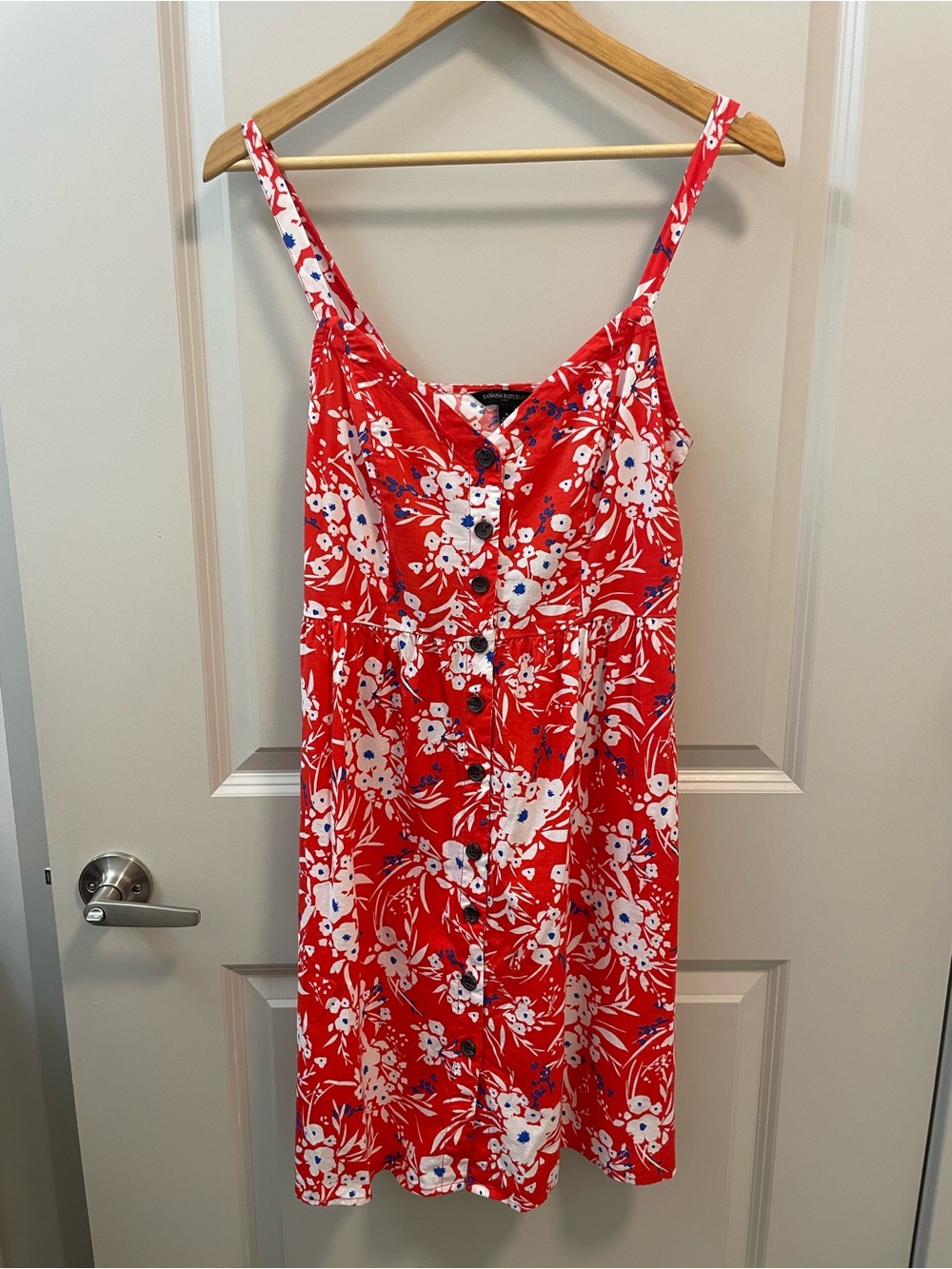 Banana Republic Red Floral Button-Front Mini Dress - Picture 3 of 6